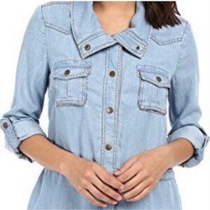 Kut From The Kloth Chase Chambray Utility Jacket with Drawstring Roll Tab Sleeve